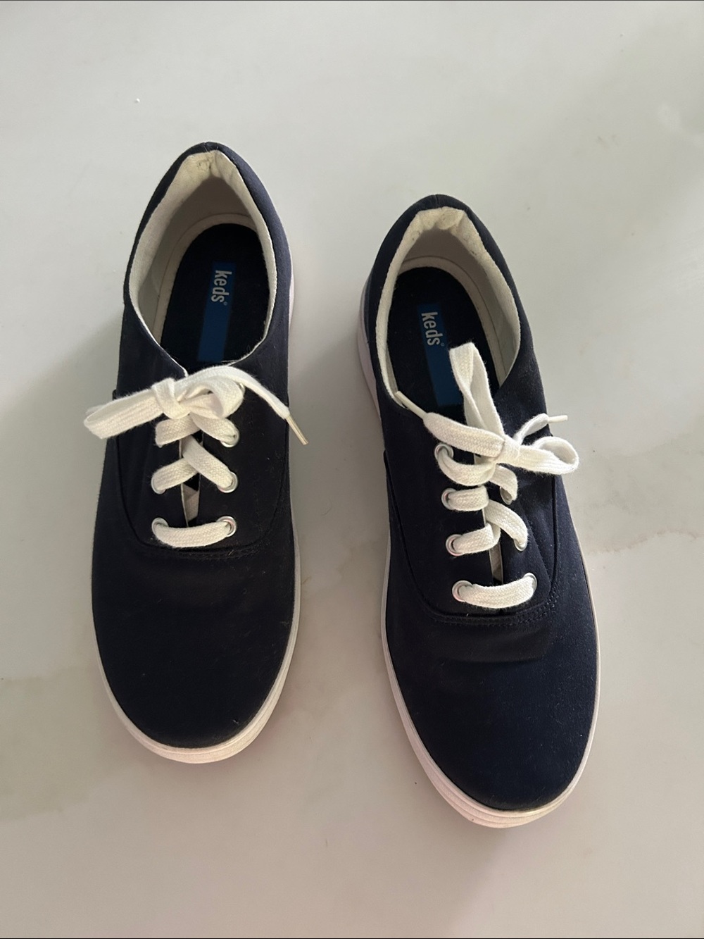Keds Women’s Navy Canvas Lace-Up Sneakers with White Accents